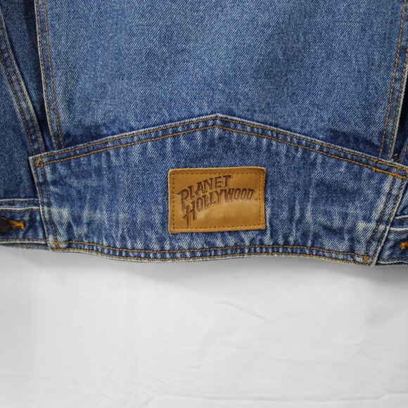Vintage 90's Planet Hollywood Embroidered Jean Denim Jacket Size Medium Chicago - Picture 9 of 11